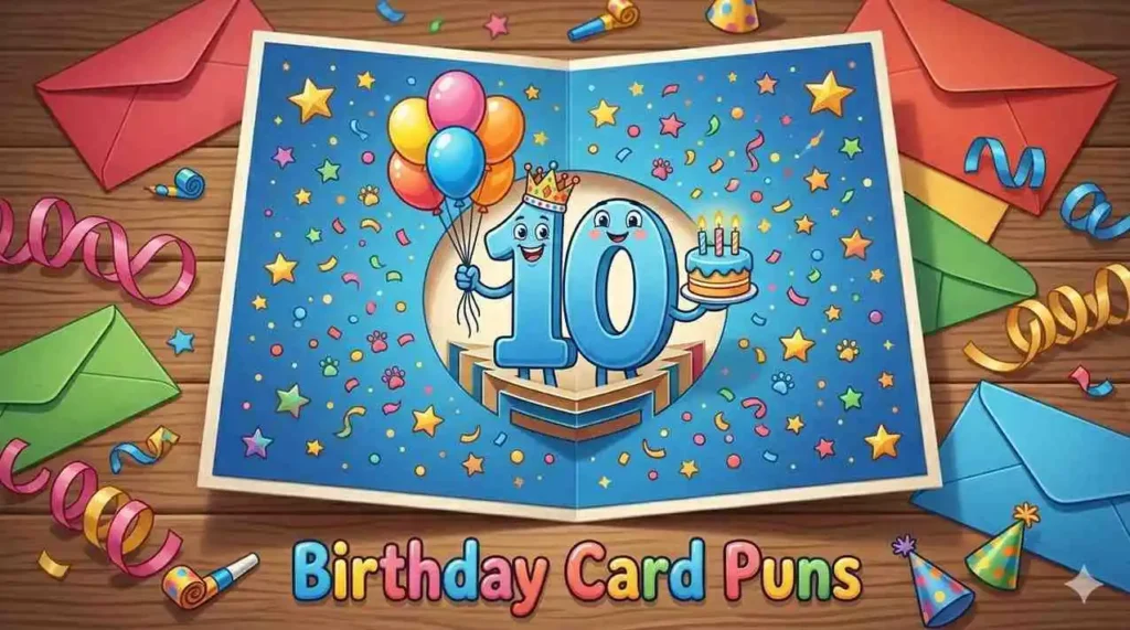 Cute birthday card with number ten