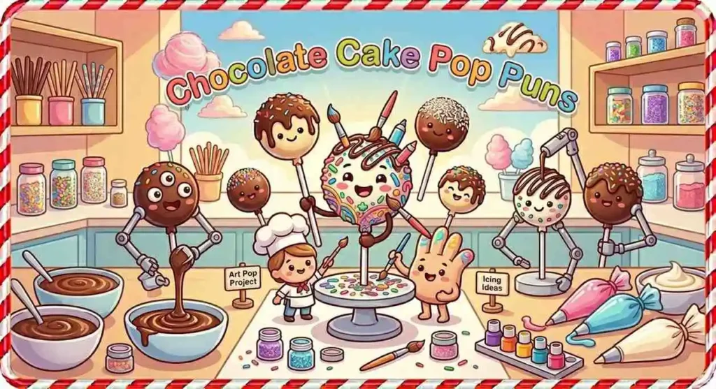 Decorating chocolate cake pops kitchen scene
