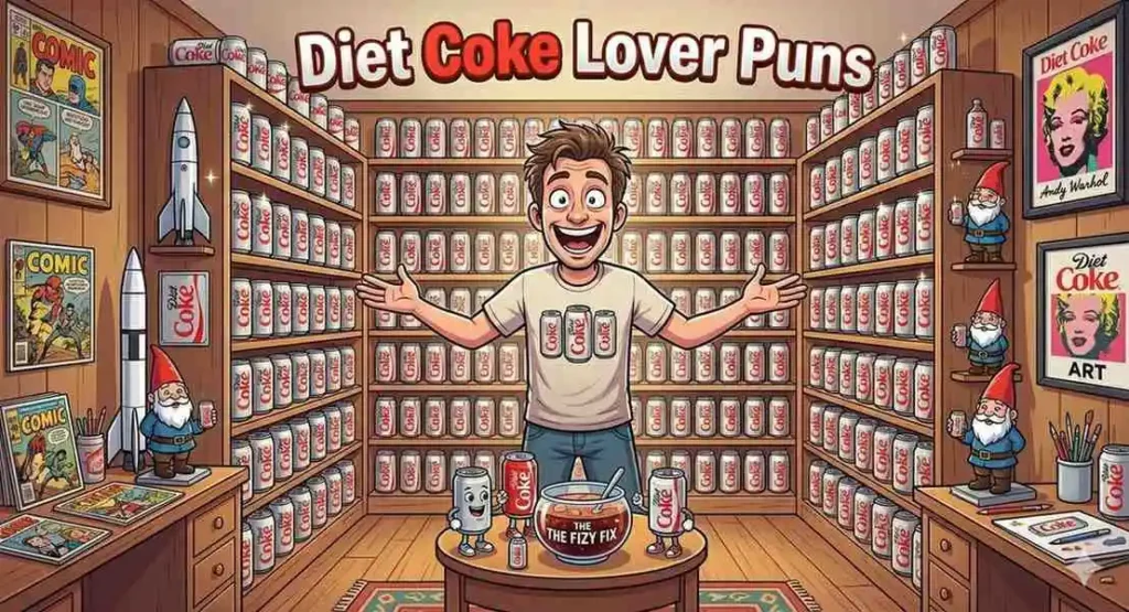 Happy Diet Coke fan collecting cans