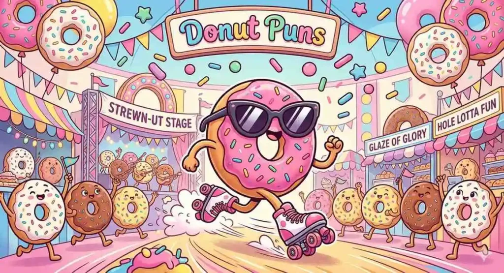 Happy donut making funny jokes