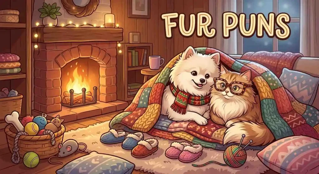 Fluffy pets wrapped in blankets