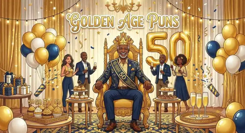 Golden themed fiftieth birthday celebration