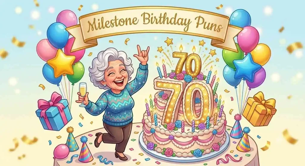 Happy senior with birthday cake
