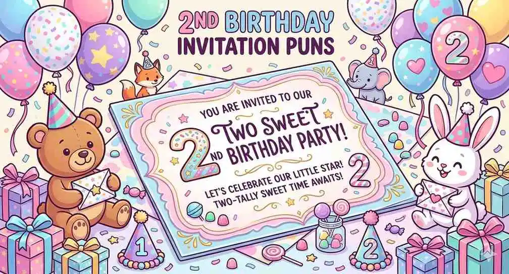Colorful second birthday invitation illustration