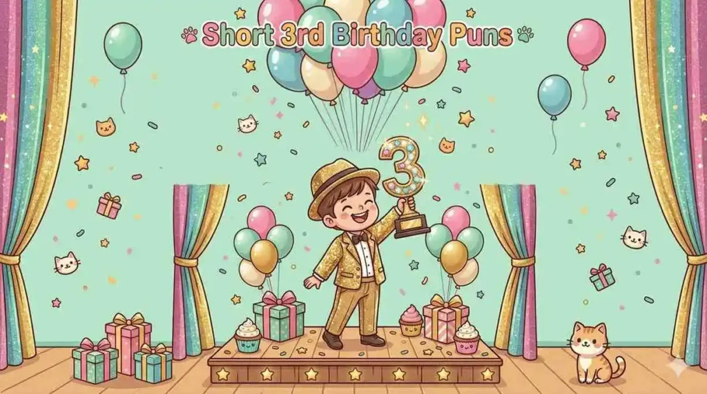 Cartoon child holding number three