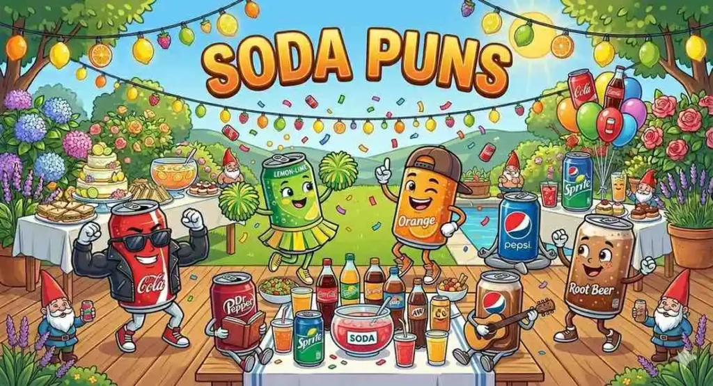 Cartoon soda cans celebrating together