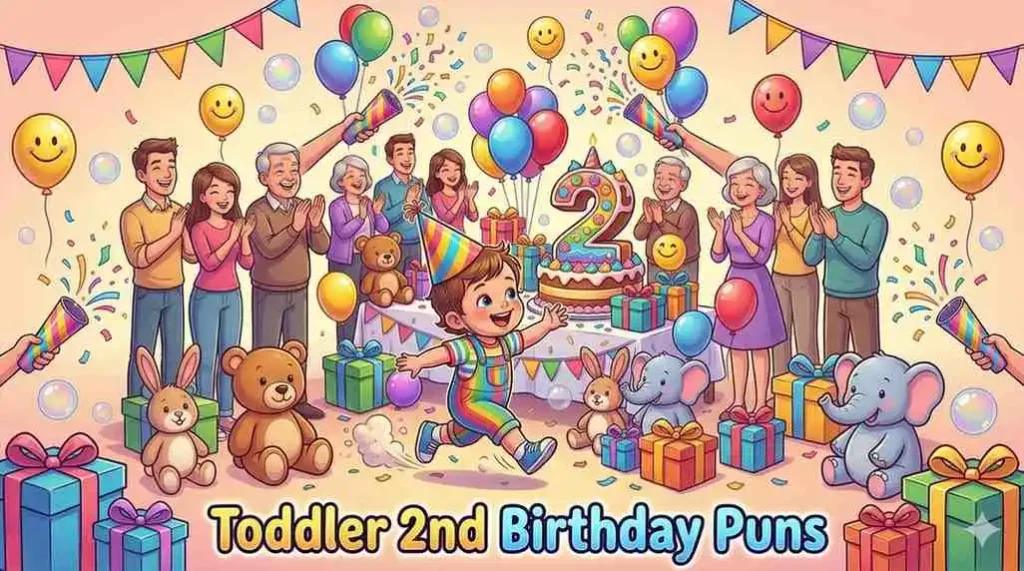 Happy toddler at second birthday party