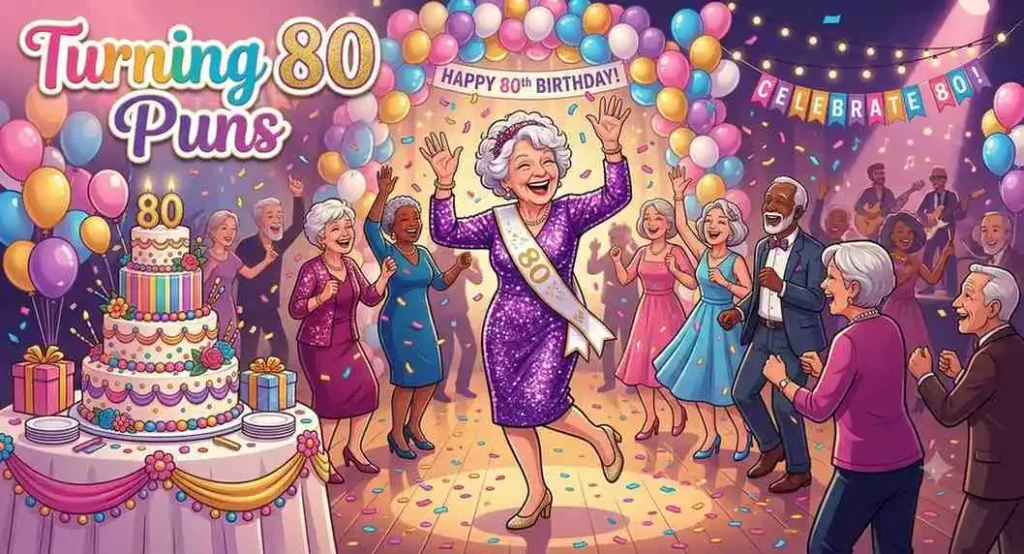 Happy senior birthday party illustration