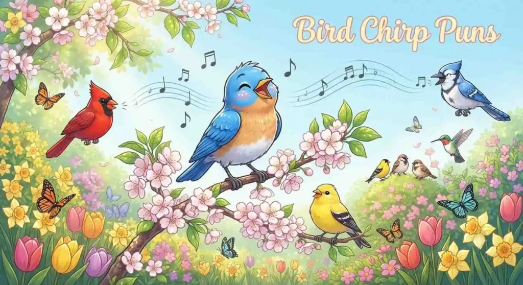 Happy birds singing together