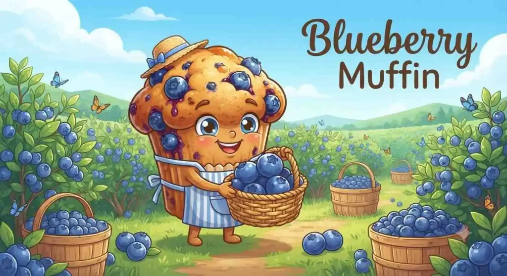 Blueberry muffin picking berries