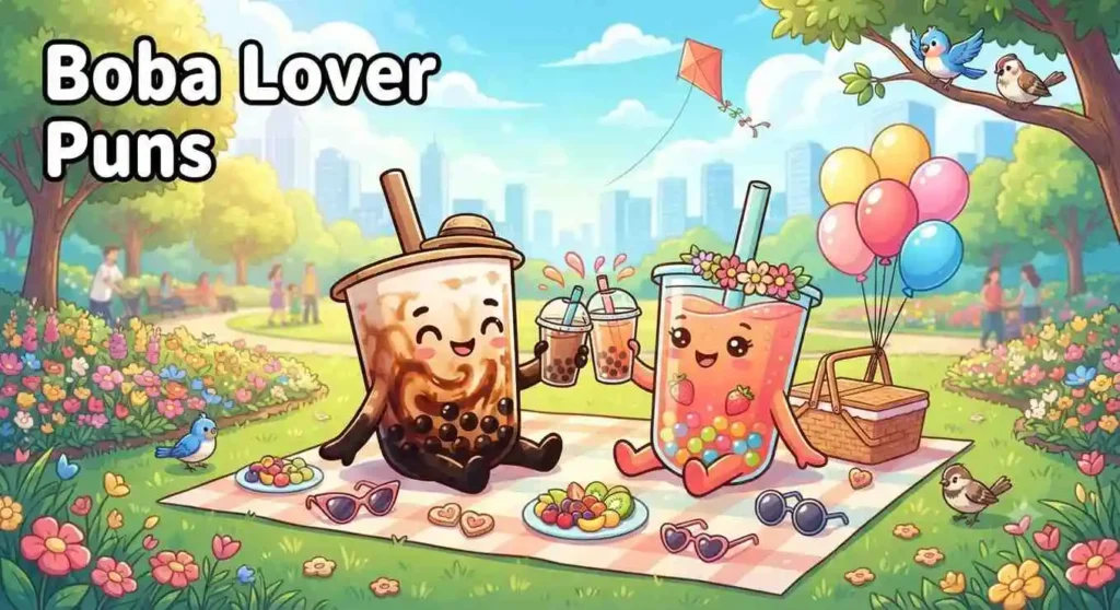 Boba lovers sharing drinks