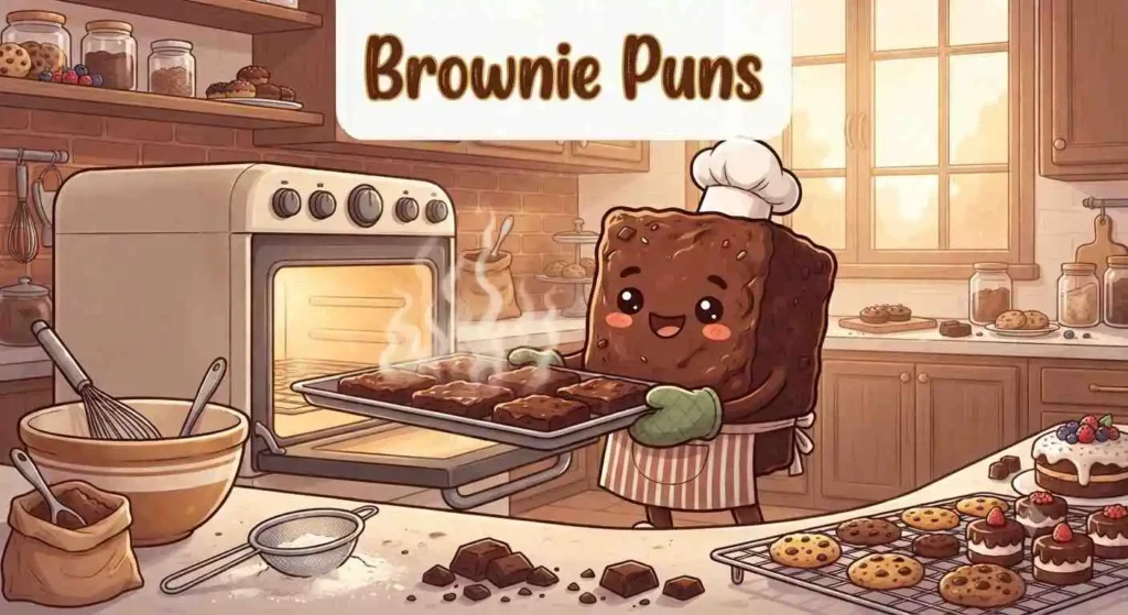 Smiling brownie baking treats