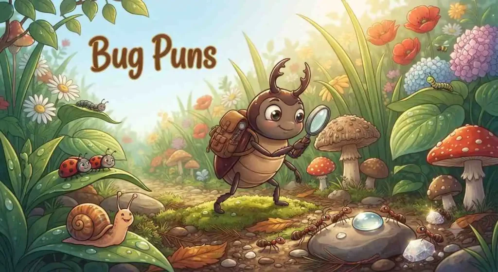 Funny bug exploring flowers