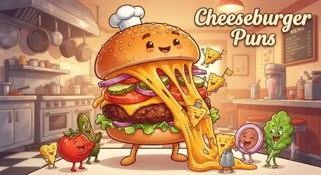 Happy melting cheeseburger