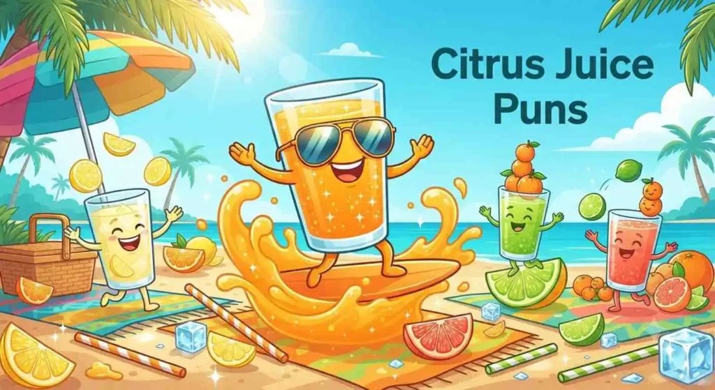 Happy citrus juice characters
