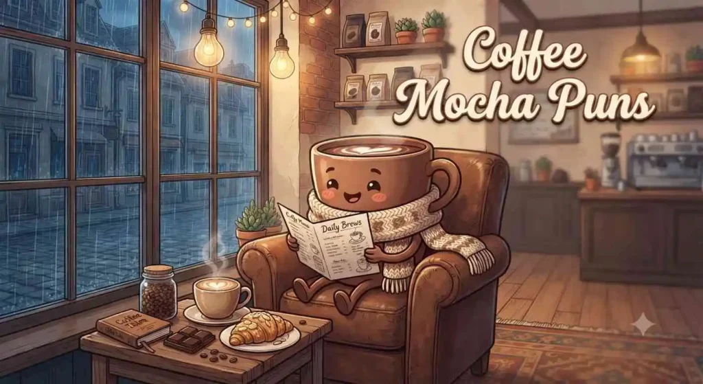 Cute mocha cup relaxing