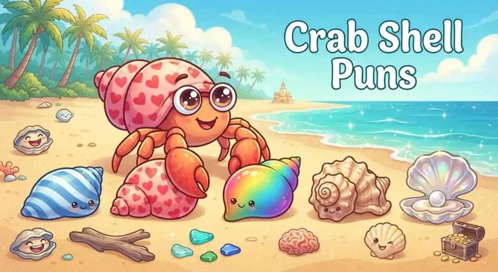 Funny crab changing shells