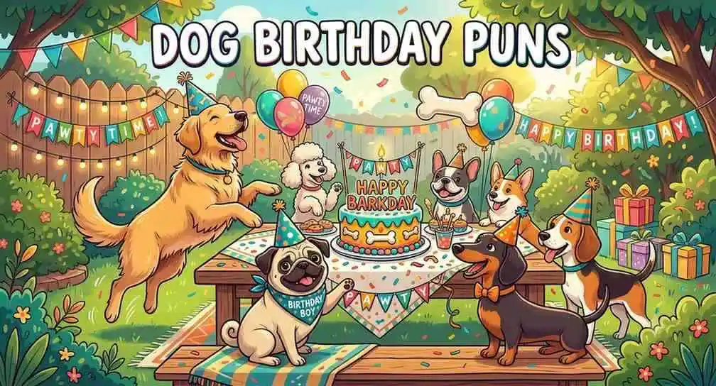 Dogs enjoying backyard birthday party