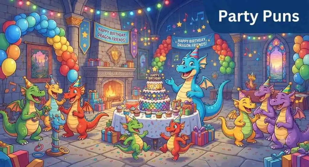 Dragon birthday party scene