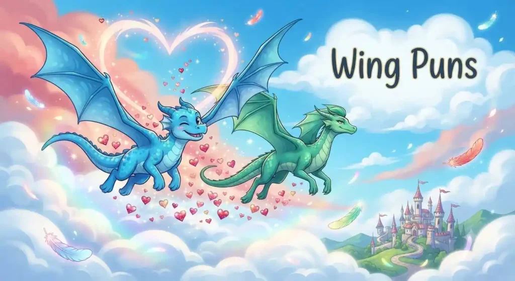 Flying dragons forming heart
