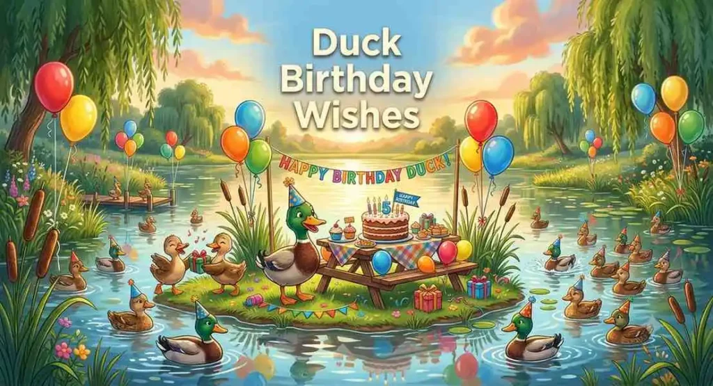 Duck pond birthday celebration scene