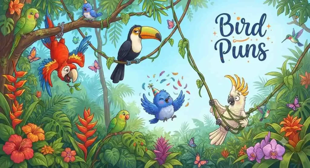 Funny birds laughing together
