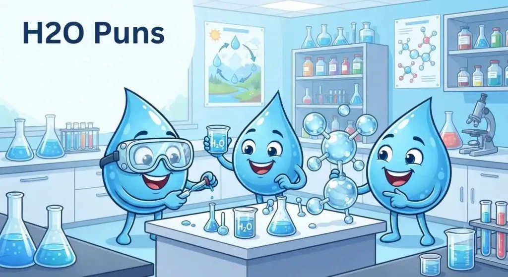 Cute water drops laughing together