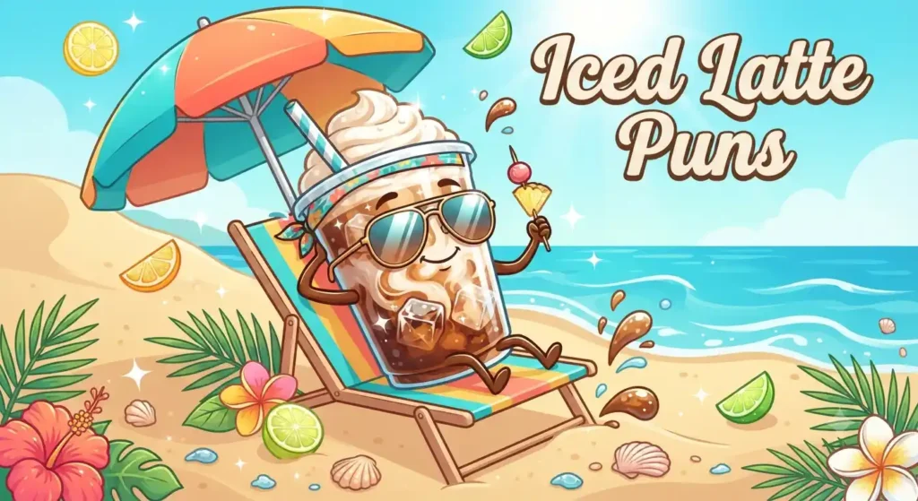 Happy iced latte character