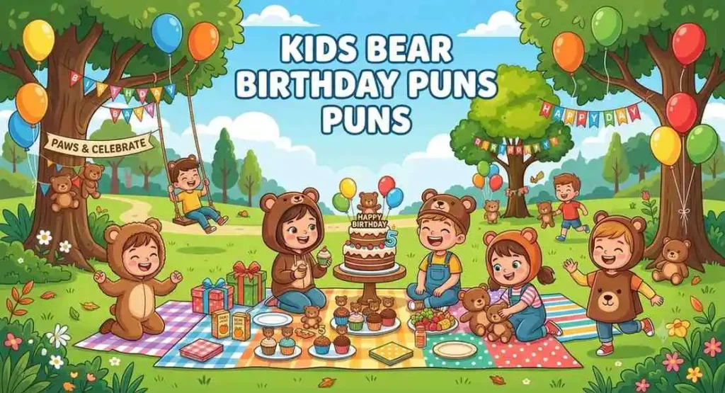 Kids bear themed picnic birthday party