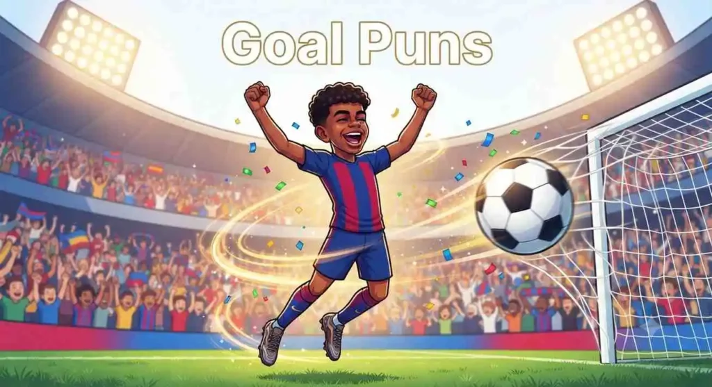 Funny football player scoring goal