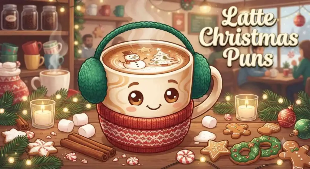Holiday latte with festive art
