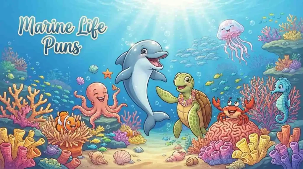 Funny ocean animals together