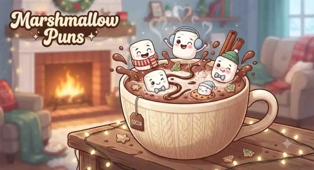 Funny marshmallow friends floating