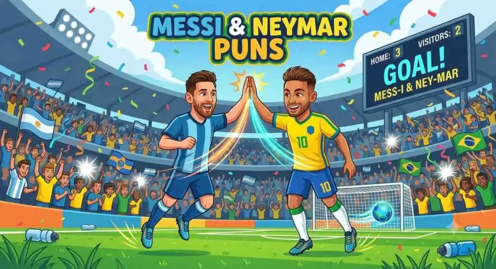 Messi and Neymar cartoon teammates