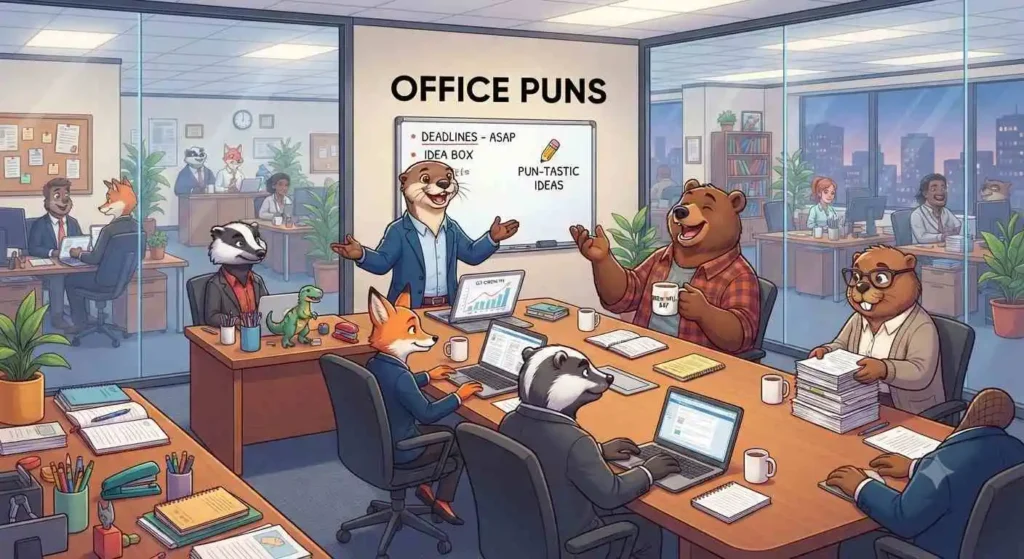 Funny office with coworkers