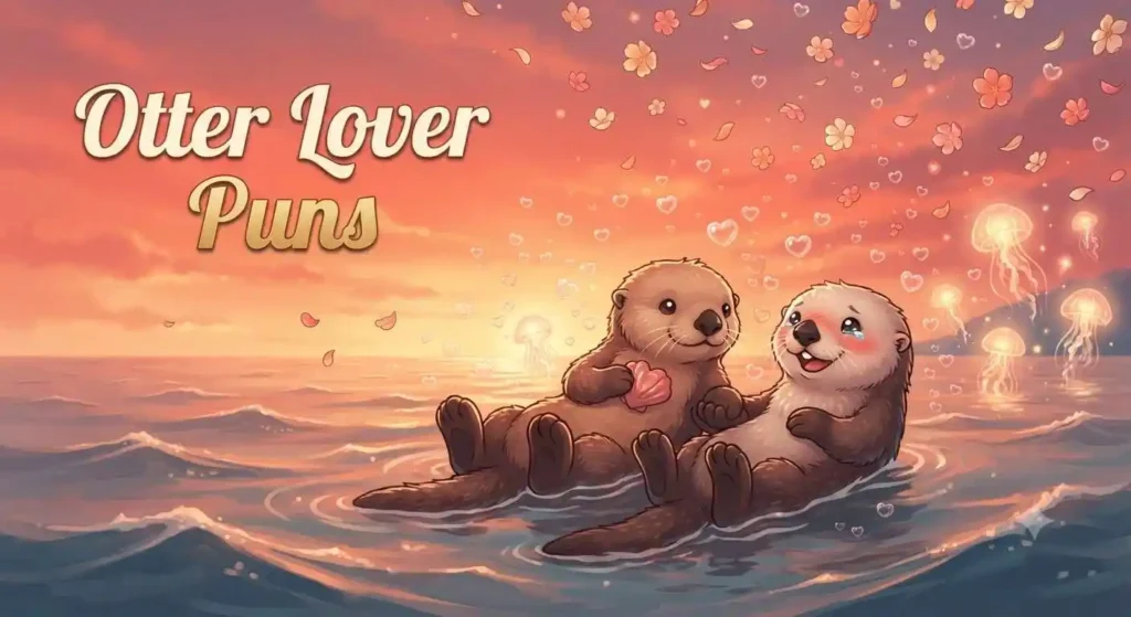 Romantic otter couple together
