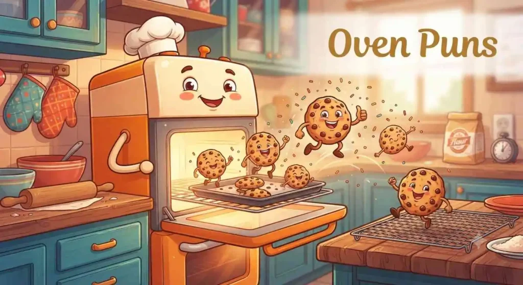 Happy oven baking cookies