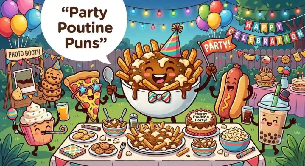 poutine party celebration scene 
