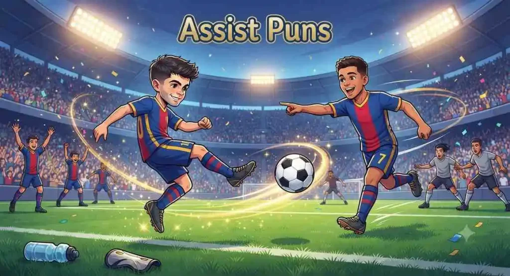 Football teammates celebrating an assist