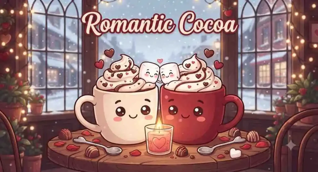 Romantic cocoa date illustration