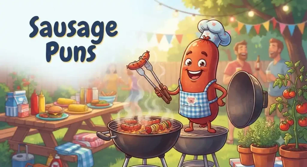 Funny sausage at barbecue