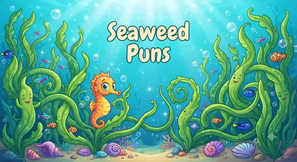 Happy seaweed underwater scene