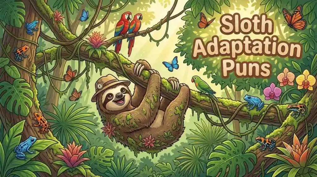 Happy sloth showing long claws
