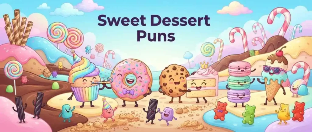 Cute dessert friends smiling