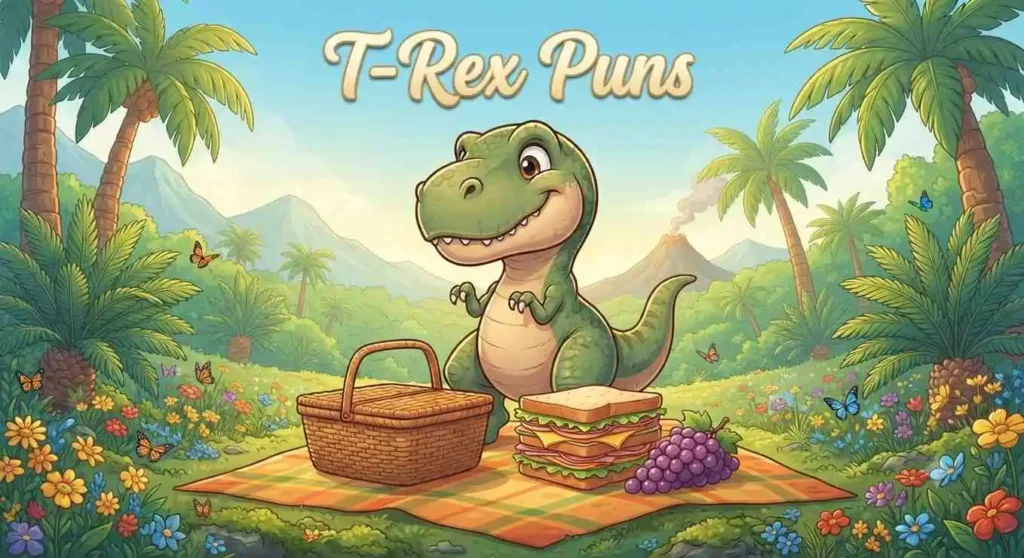 Funny T-Rex waving happily