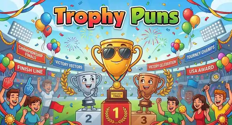 Happy golden trophy celebrating victory