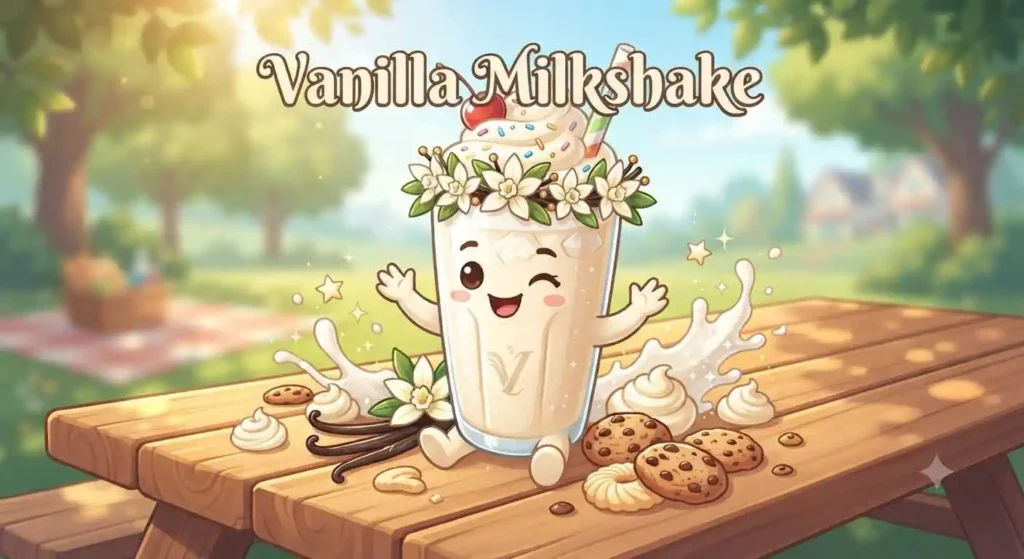 Cute vanilla milkshake smiling