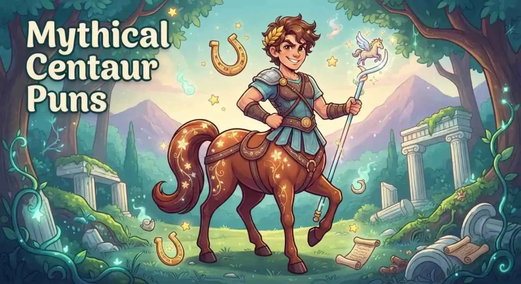 Colorful centaur in mythical forest