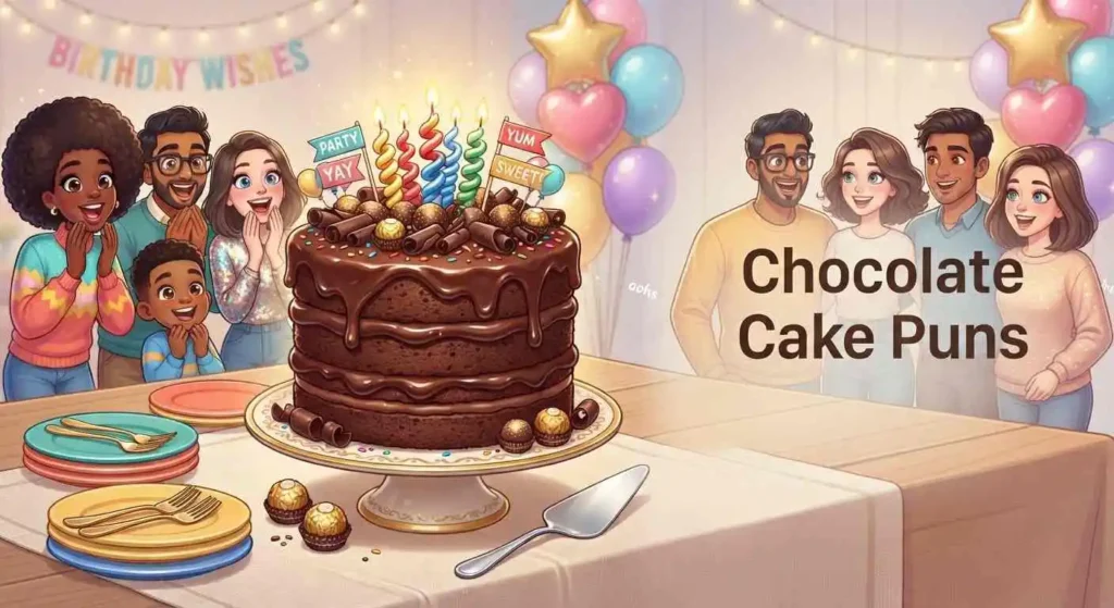 Funny chocolate birthday cake celebration