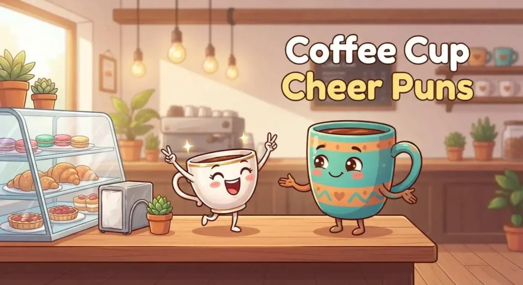 Cheerful coffee cup spreading happiness